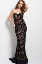 Jovani - Beaded Lace Sheath Dress 45192