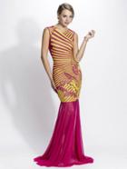 Baccio Couture - Liz - 3190 Mesh Painted Long Dress