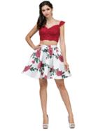 Dancing Queen - 2031 Two-piece Floral Print Short Dress