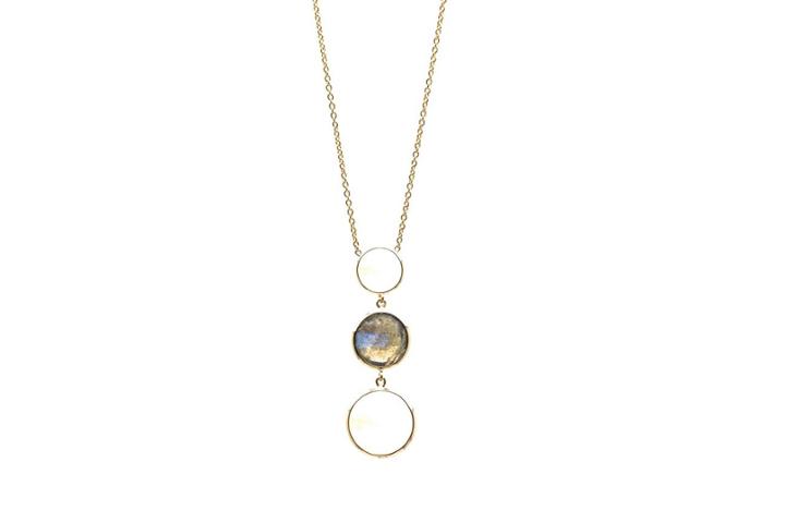 Tresor Collection - Rainbow Moonstone & Labradorite Necklace In 18k Yellow Gold