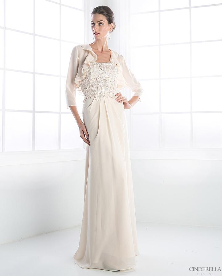 Cinderella Divine - Lace Sheath Dress With Ruffled Jacket