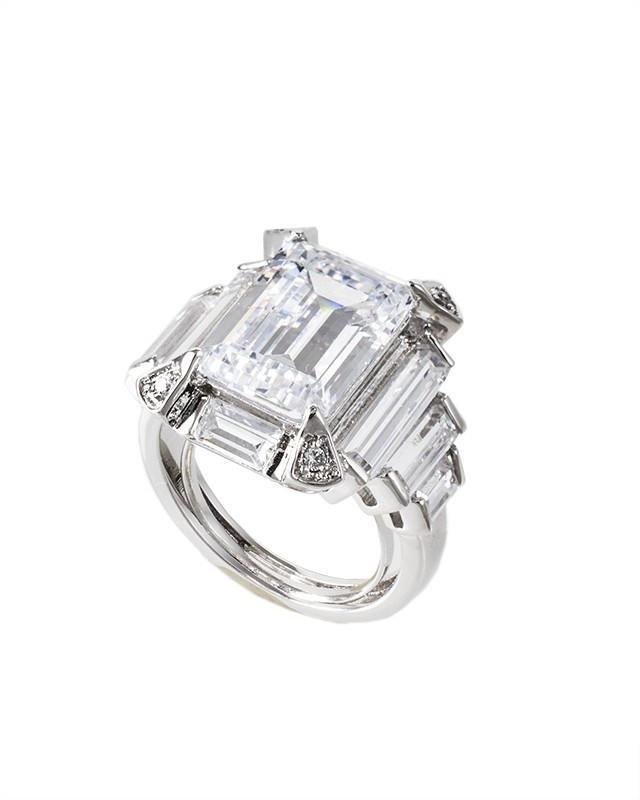 Cz By Kenneth Jay Lane - Emerald And Baguette Ring