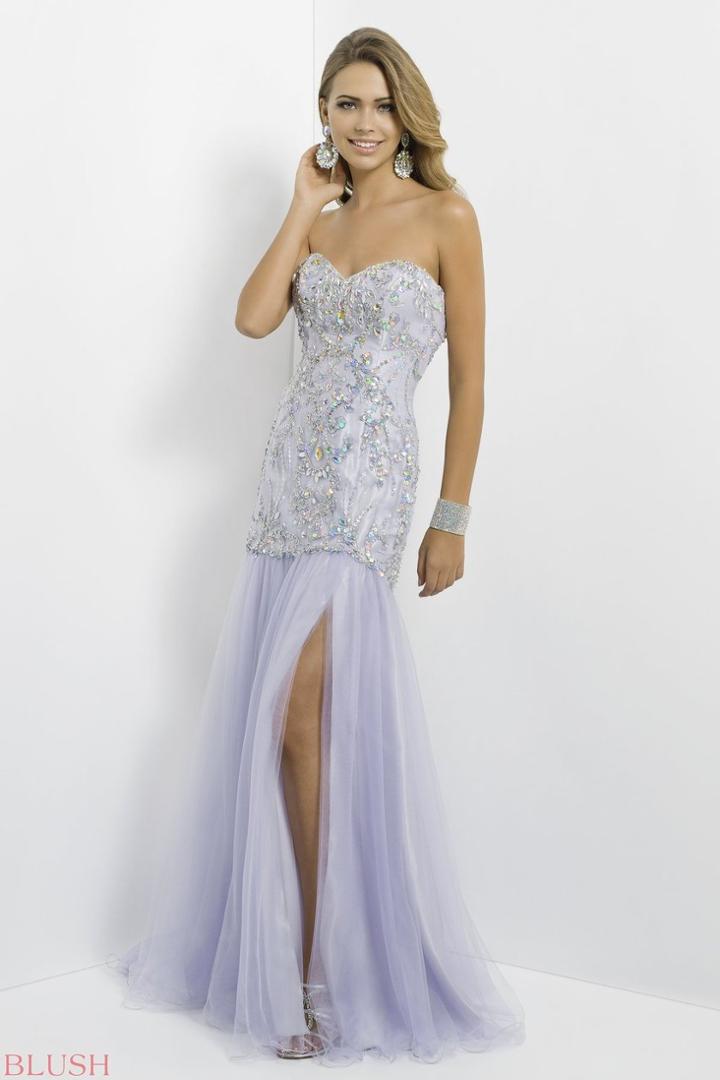 Blush - Strapless Long Dress With Slit 9788