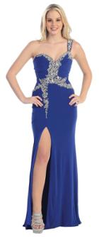 May Queen - One Shoulder Shimmering Sweetheart Long Gown Mq894