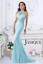 Janique - W974 Jersey Gown In Aqua