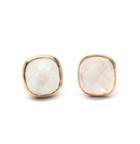 Rachael Ryen - Moonstone Cushion Cut Gold Framed Stud Earrings
