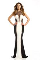 Johnathan Kayne - 6036 Contrasting Sheer Illusion Mermaid Gown