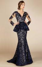 Mnm Couture - M0001w Lace Applique Embellished Mermaid Gown