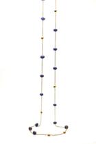 Tresor Collection - 18k Yellow Gold Long Lente Necklace With Blue Sapphire F5142bs