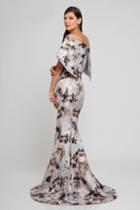 Terani Couture - 1723m4418 Wide Off Shoulder Floral Evening Dress