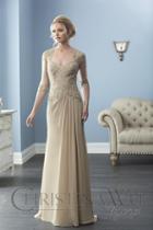 Christina Wu Elegance - 17836 Lace Queen Anne Neck Chiffon Sheath Gown