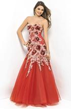 Blush - Embroided Strapless Floral Trumpet Gown 9533