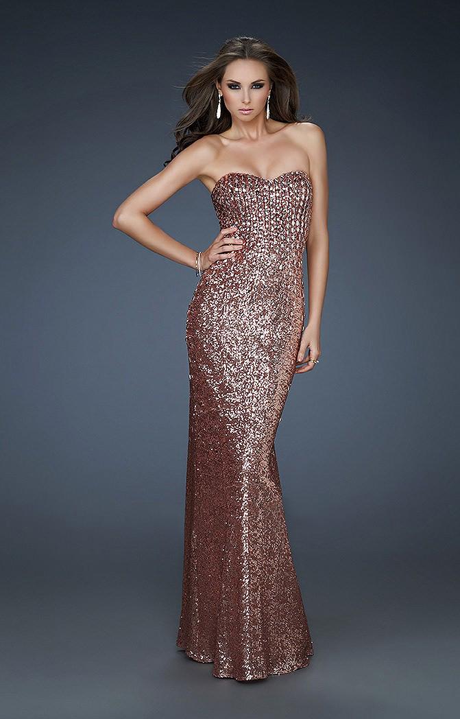 La Femme - 18278 Sequined Sweetheart Sheath Dress