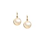 Tresor Collection - Mother Of Pearl Simple Round Dangle Earring In 18k Yellow Gold