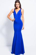 Jovani - Sleeveless Cutout Back Mermaid Gown Jvn58011