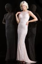 Scala - 48803 Embellished Illusion Bateau Sheath Dress