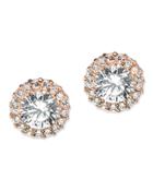 Cz By Kenneth Jay Lane - Classic Pave Round Pierced Rose Gold Plated Stud Earring