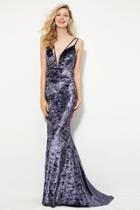 Angela And Alison - 81055 Sleeveless Deep V-neck Trumpet Dress