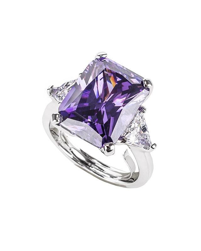 Cz By Kenneth Jay Lane - Emerald Cut Cz With 2 Cz Trillion Sides