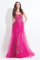Rachel Allan - 6125 Strapless Embellished Lace Overlay Gown