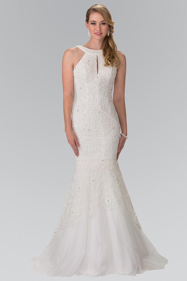 Elizabeth K - Embroider Two Piece Halter Mermaid Gown Gl2262