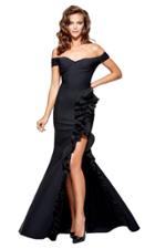 Tarik Ediz 93168 Off The Shoulder Ruffle Detail Gown - 1 Pc Fuchsia In Size 6 And 1 Pc Black In Size 6 Available