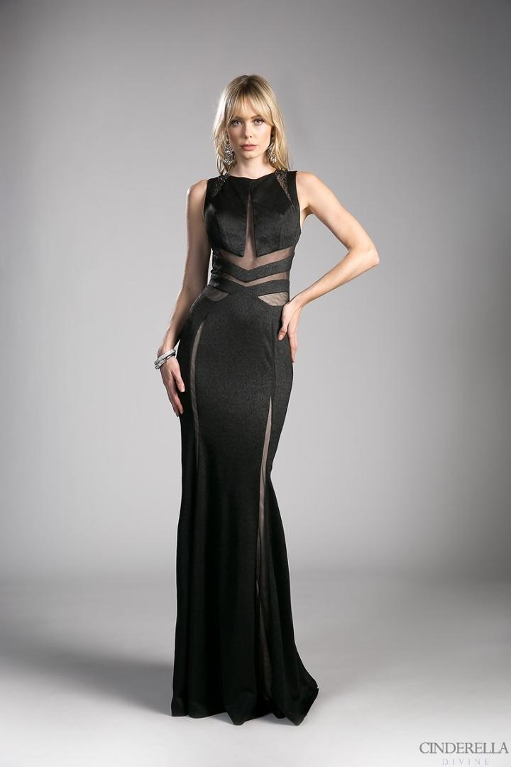 Cinderella Divine - Embellished Jewel Neck Sheath Dress