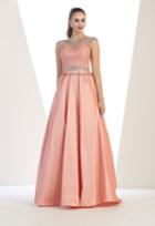 Embellished Lace Applique With A-line Taffeta Dress