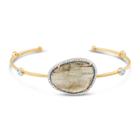 Tresor Collection - Labradorite Unshape, White Sapphire Round & Diamond Bangle In 18k Yellow Gold