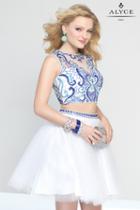 Alyce Paris - 4446 Dress In White Blue