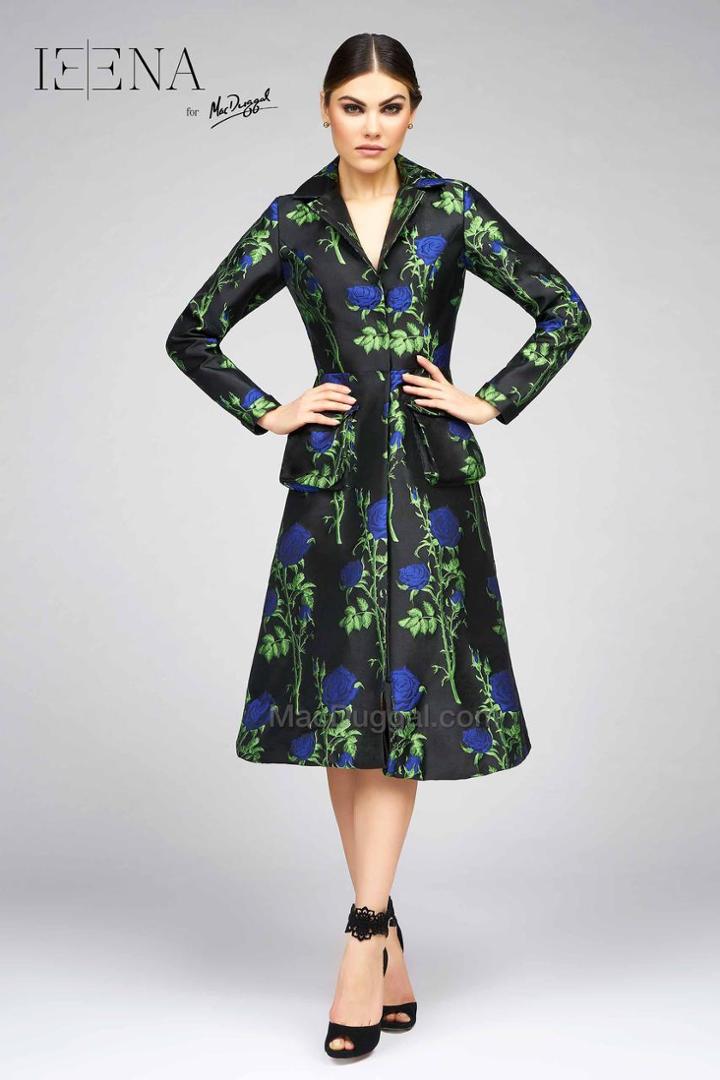 Ieena Duggal - 25306 Full Sleeve Dress In Blue Rose