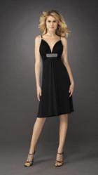 La Femme - Ruched V-neck A-line Dress 12764