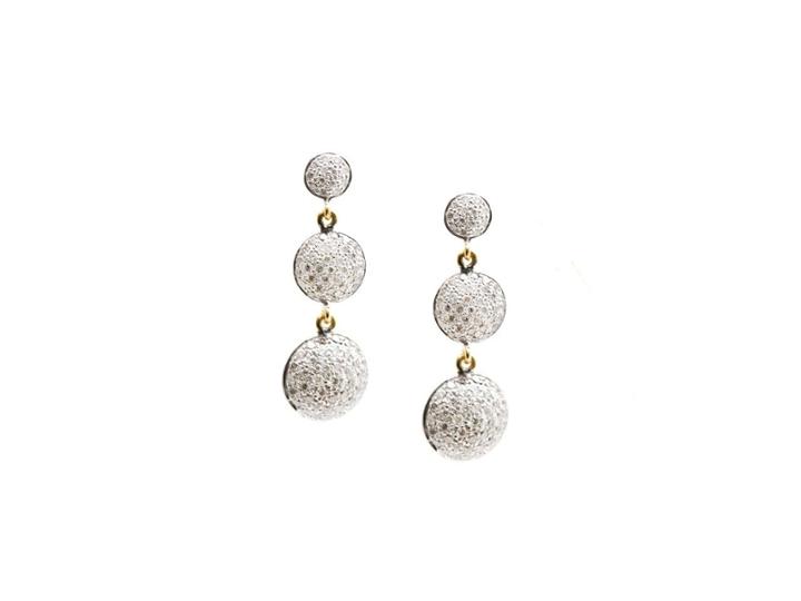 Tresor Collection - 18k Yellow Gold 3 Tier Earrings With Diamond Lente 1548252740