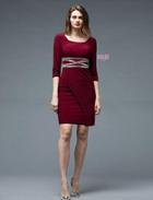 Marsoni By Colors - M201 Fitted Quarter Length Sleeves Short Dress