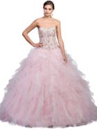 Dancing Queen - Strapless Jeweled Sweetheart Ruffled Ballgown