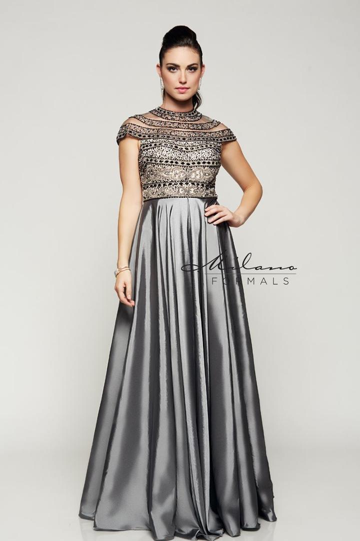 Milano Formals - Beaded Taffeta Evening Gown E2103