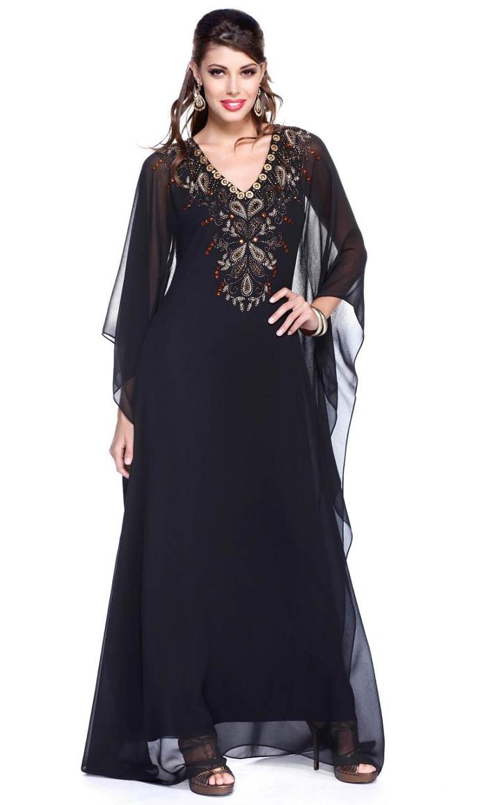 Shail K - Elegant Beaded V-neck Trumpet Gown 1032