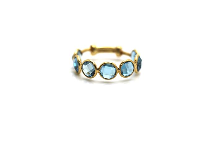 Tresor Collection - Blue Topaz Stackable Ring Bands With Adjustable Shank In 18k Yellow Gold