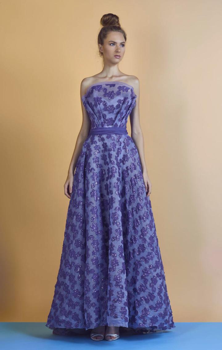 Beside Couture - Bc1248 Strapless Floral Applique A-line Dress