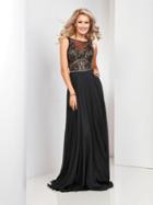 Clarisse - 4944 Beaded Bateau Pleated Gown