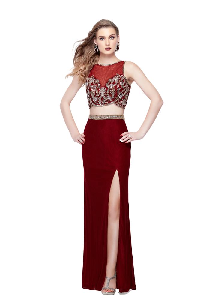 Primavera Couture - 3063 Two-piece Beaded Bateau Evening Gown