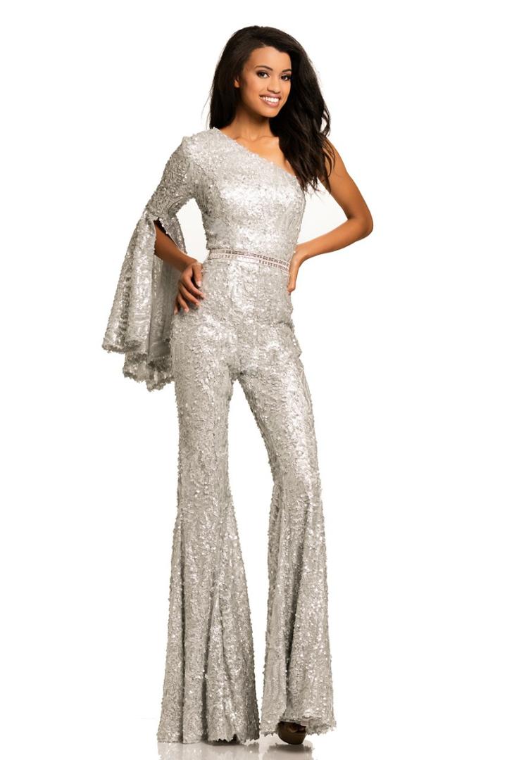 Johnathan Kayne - 8110 Split Bell Sleeve Sequined Jumpsuit