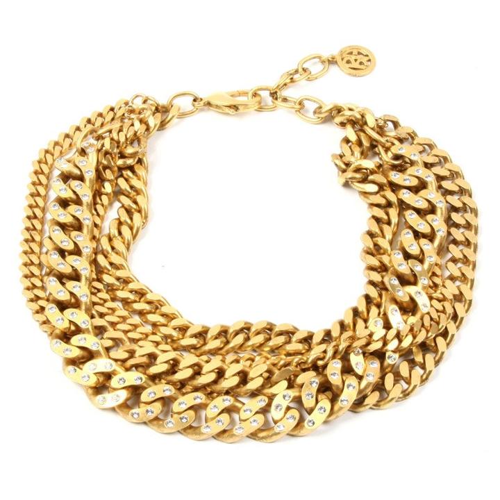 Ben-amun - Gold Chain And Crystal Studded Necklace