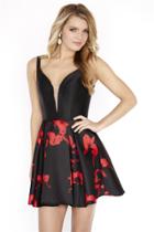 Jolene Collection - 17608 Sleeveless Shiny Floral Pleated Dress