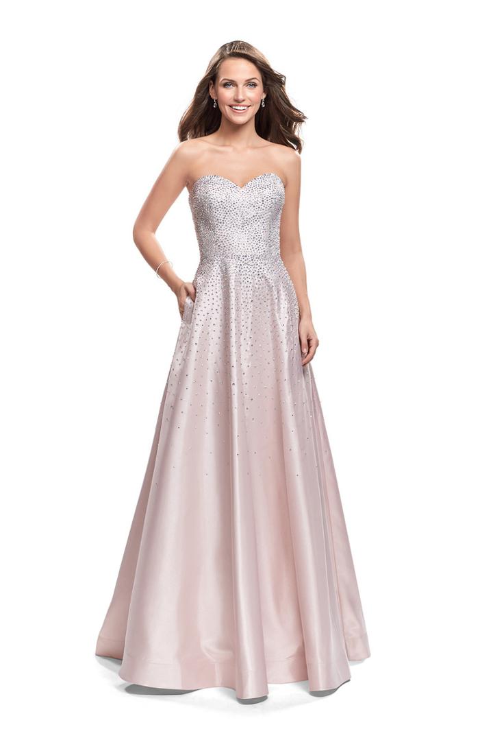 La Femme - 26080 Embellished Strapless Mikado A-line Gown