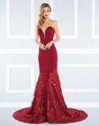 Mac Duggal Black White Red - 66218r Lace Sweetheart Mermaid Gown