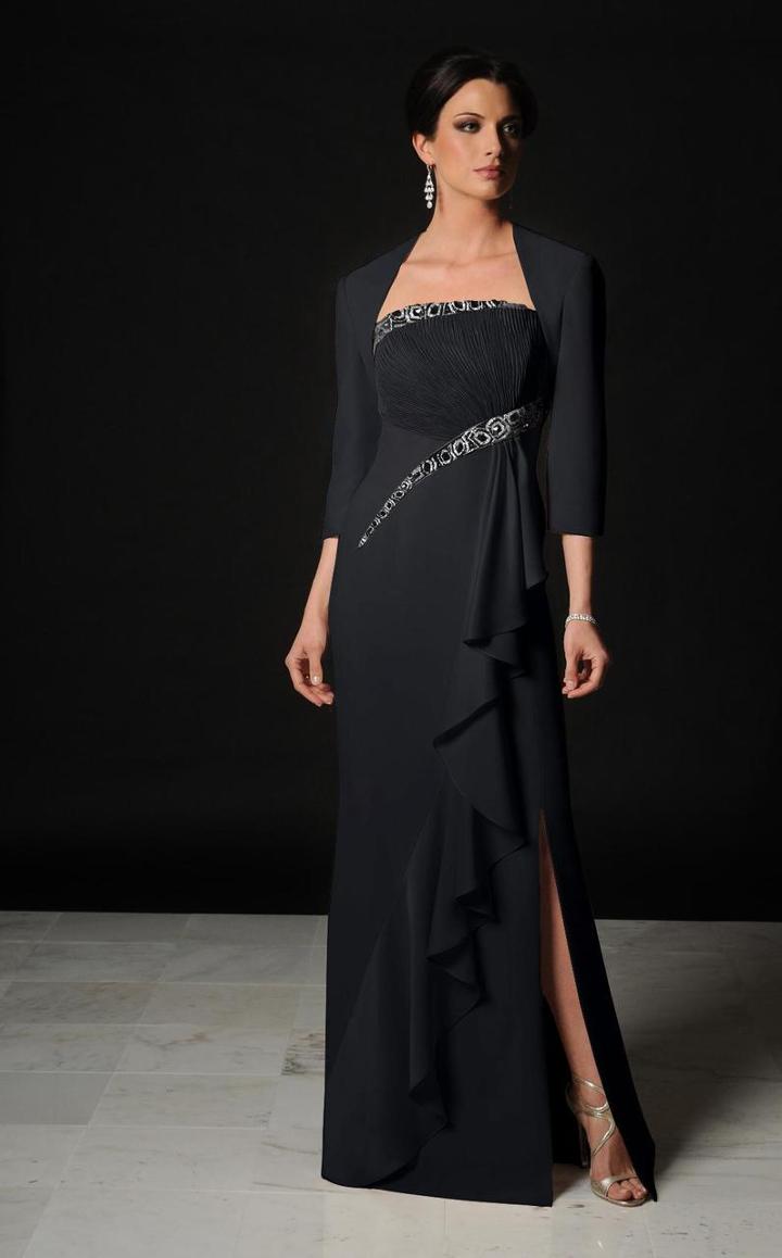 Daymor Couture - Strapless Straight Neckline Gown With Bolero 508
