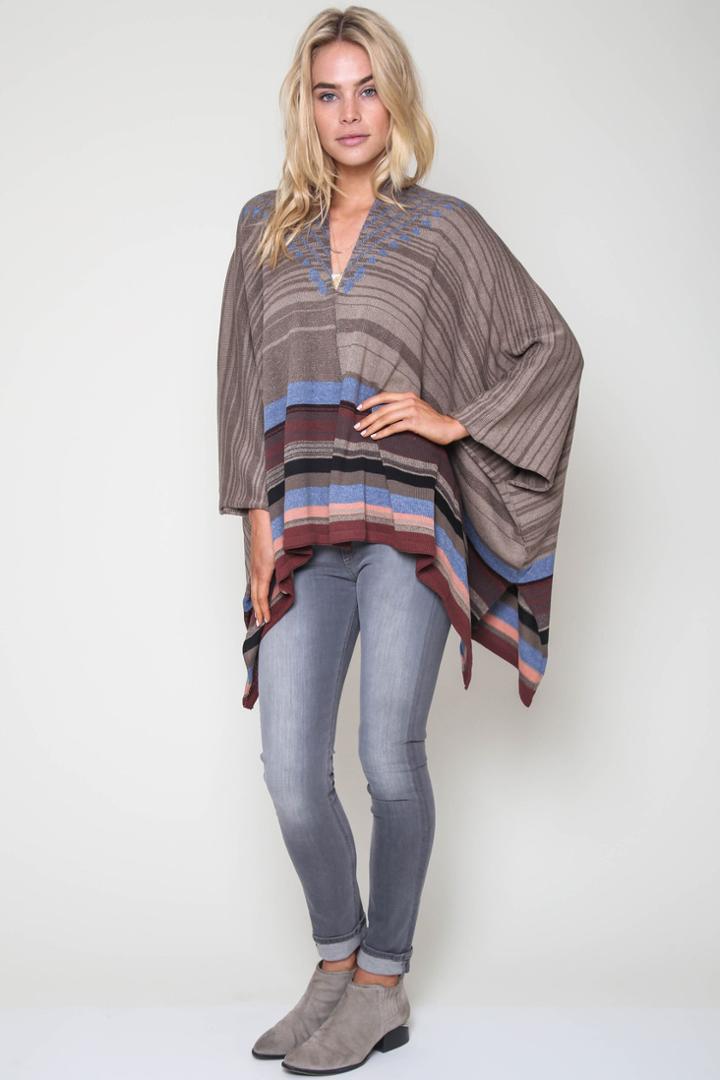 Goddis - Riva Jacquard Poncho In Dry Creek