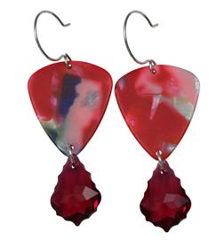 Femme Metale Jewelry - Guitar Pick Earrings Multi Red
