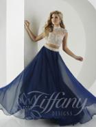 Tiffany Designs - Crystal Beaded Cropped Top And Iridescent Chiffon Long Gown Ensemble 16135